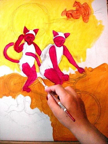 Oil painting, painting process, cat painting, illustration process, children's book illustration, cat illustration, popular illustrator, top illustrator