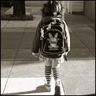 little girl, little girl going to school, school, kid, girl, back, backpac, family, love, growth
