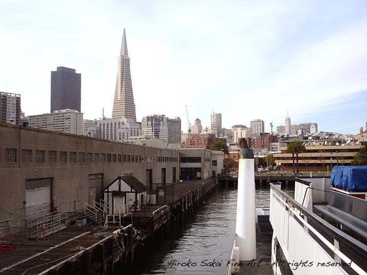 ferry station, ferry dock, san francisco down town view, ocean, water front